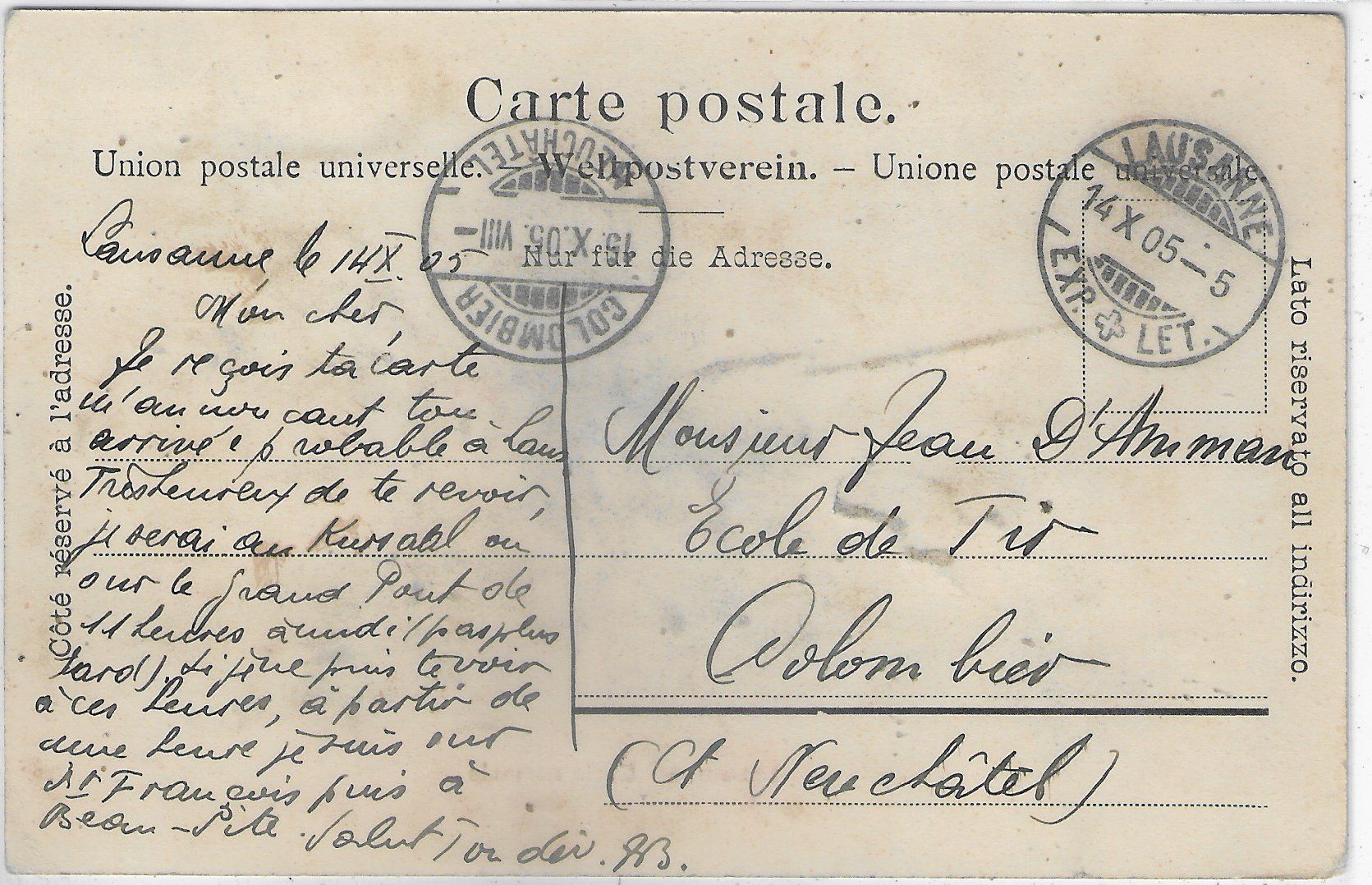 Cartoline postali: Lausanne - Ecole normale - animee – Usato da Ettingen venduto da Kartenplanet 1