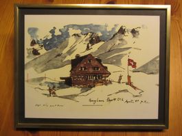 Aquarell von Paul Erni Skihaus SCL, April 97 Expl. 9/10
