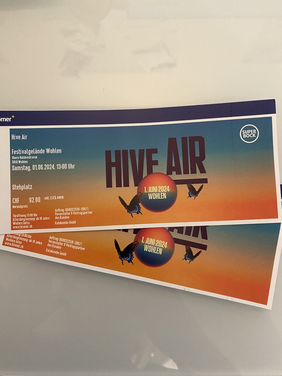 Tickets: Tickets Hive Air, Wohlen – Neu und originalverpackt aus Wila von
