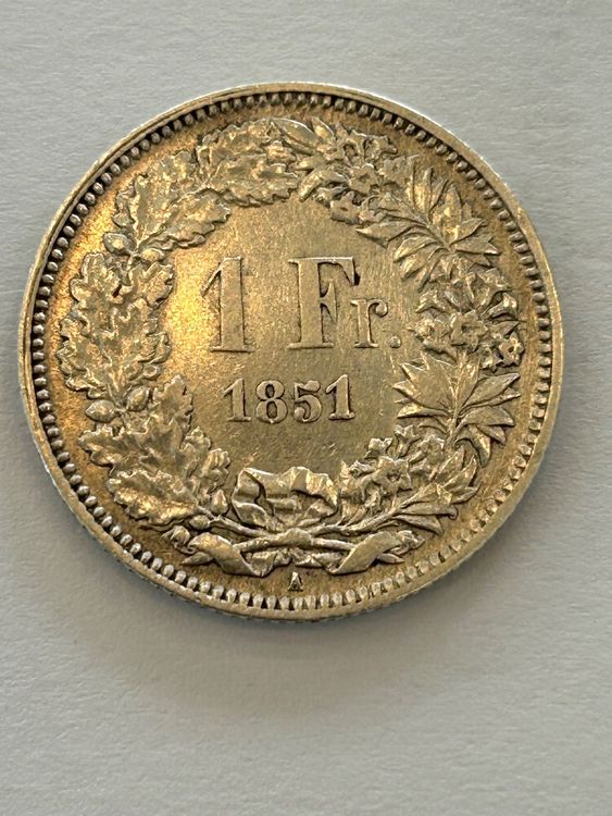 Tutti le monete: Alte silber 1 Franken 1851 – Usato da herisau venduto da hb_gold