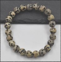 ♛ Dalmatiner Jaspis Stretch Armband 08/ 19cm