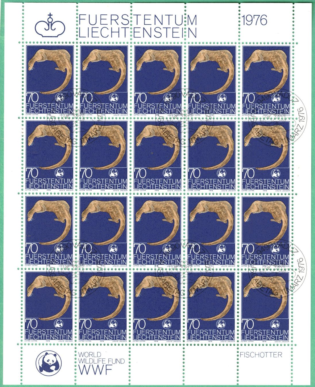 Alle Briefmarken: KB  WWF  1976      gestempelt  Ersttag – Neu (gemäss Beschreibung) aus Mellingen von Ginger 1
