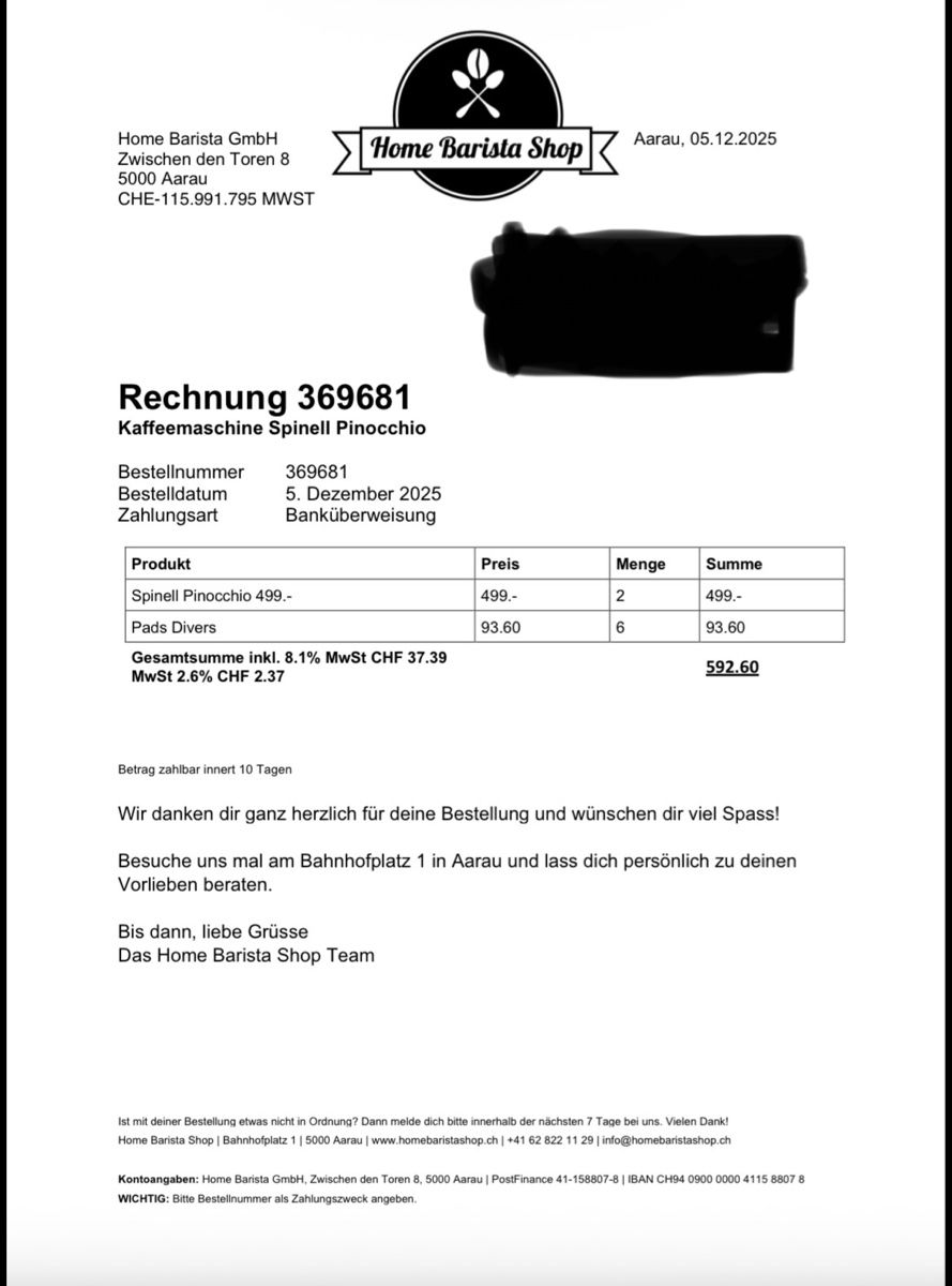 Macchine per caffè & Macchine per espresso: Spinel Pinocchio Siebträger-Espressomaschine – Usato da Unterentfelden venduto da Riab08 3