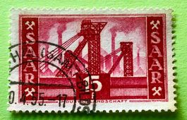 BRIEFMARKEN AUS Saarland  Industrielandschaft  GESTEMPELT