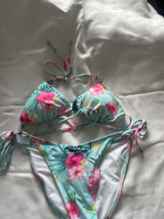 Bikini Hibsikus Hellblau/pink