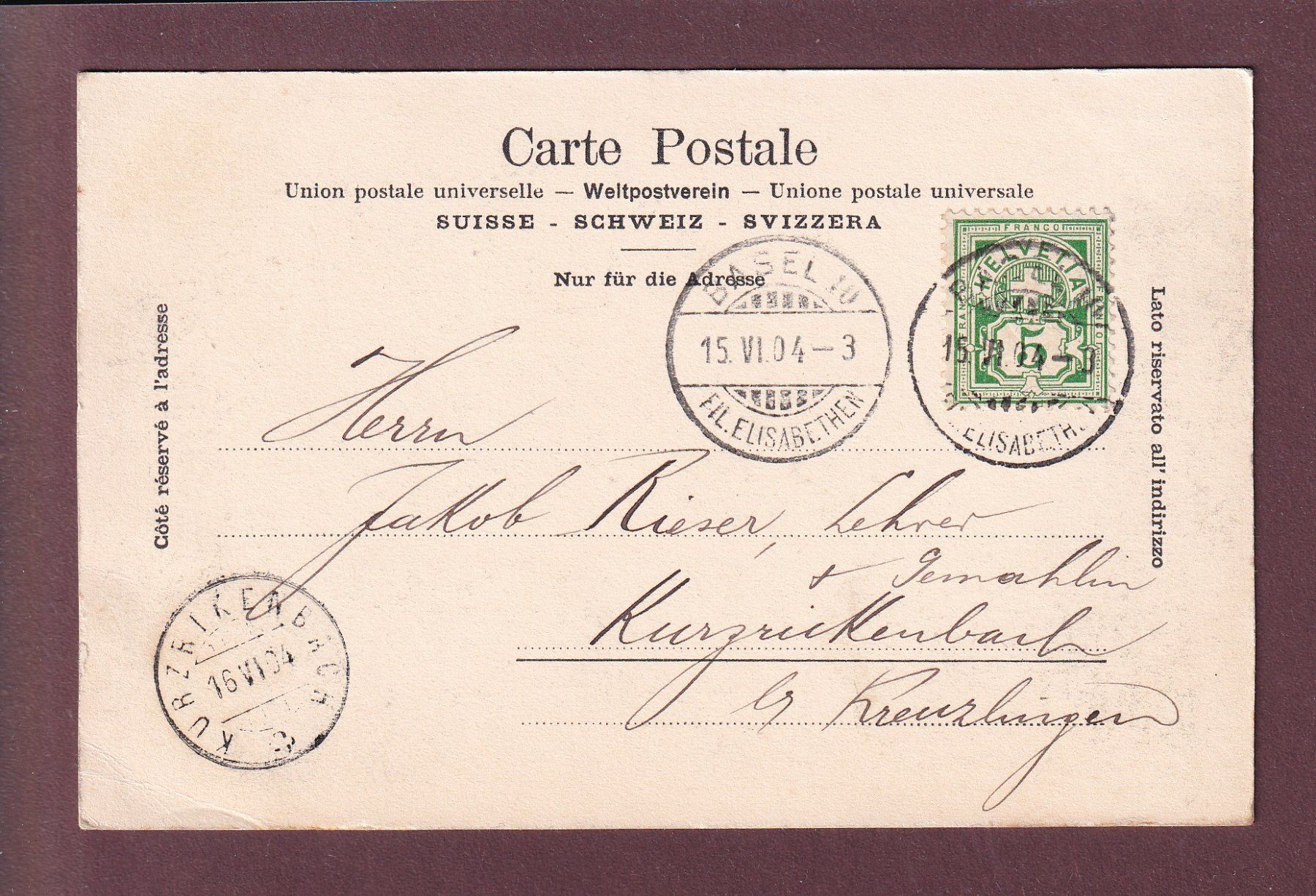 Ansichtskarten: BASEL - Handelsbank - 1904 – Gebraucht aus Pully von nicecards 1