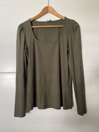 Damen Oberteil Vero Moda Langarm Grösse L Khaki gerippt
