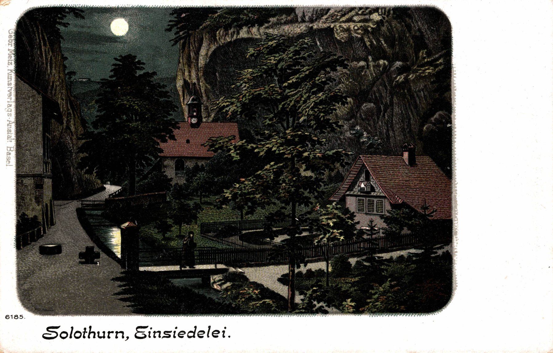 Cartoline postali: Mondschein-Litho Solothurn, Einsiedelei – Usato da Bronschhofen venduto da Astore