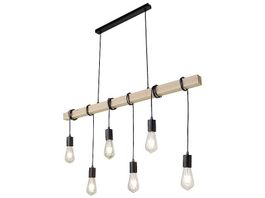 Hängelampe TOWNHOUSE Holz/Schwarz 100 cm | 6x E27