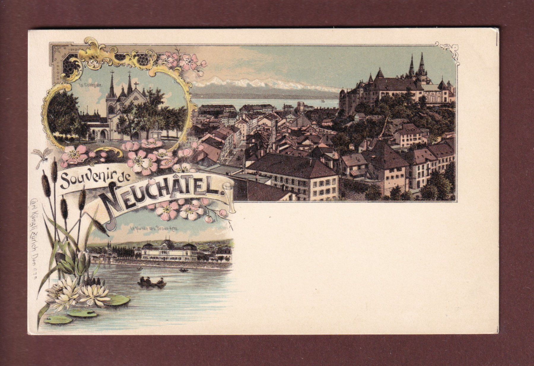 Cartoline postali: Souvenir de NEUCHÂTEL - Litho Künzli – Usato da Pully venduto da nicecards