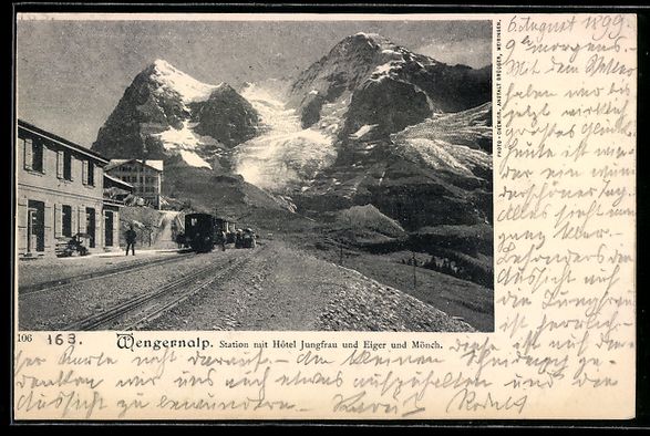 Ansichtskarten: Wengernalp, Bergbahn-Station mit Hotel J – Gebraucht aus Berlin von bartko-reher