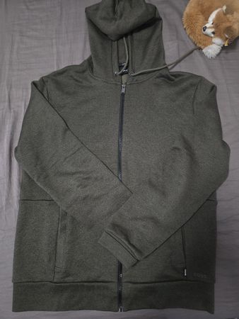 Sweat à capuche BOSS homme L, vert kaki, très bon état