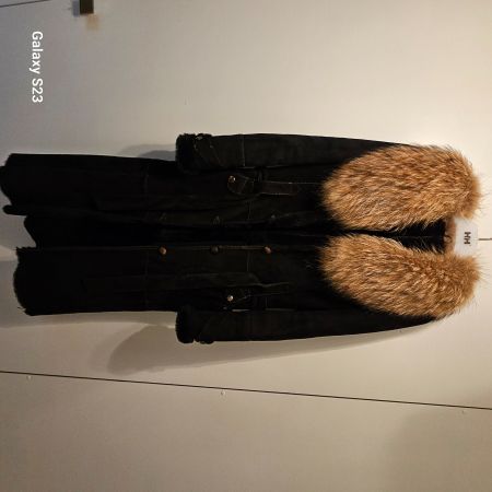Manteau d'hiver en cuir véritable avec fourrure taille S