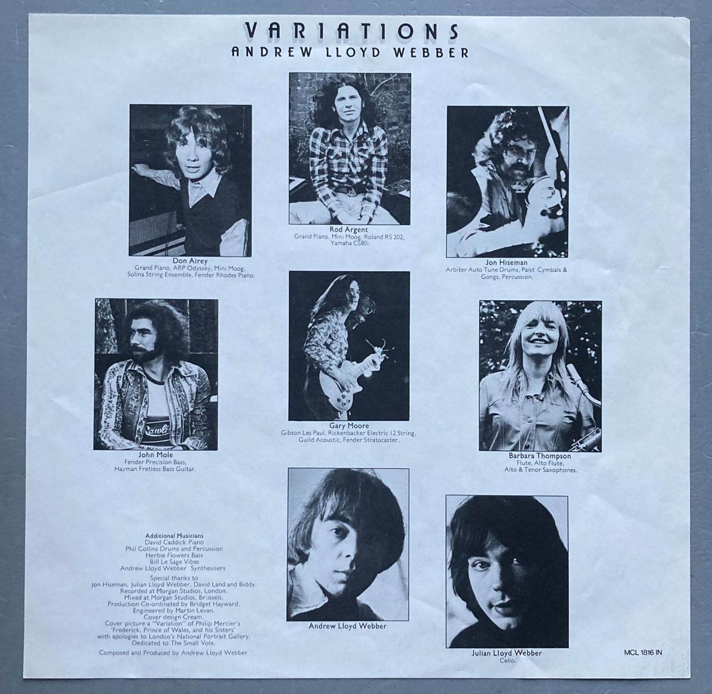 Schallplatten: ANDREW LLOYD WEBBER - VARIATIONS – Gebraucht aus Poliez-Pittet von Newtown-Records 2