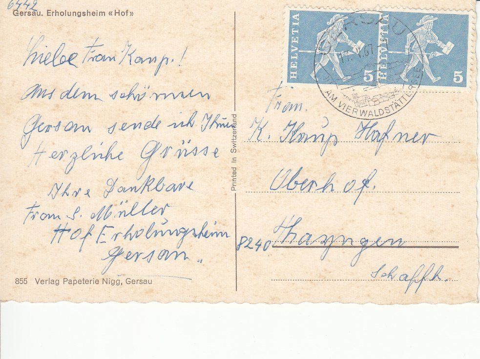 Cartoline postali: Gersau 1967 – Usato da Bürglen TG venduto da StampGraf 1