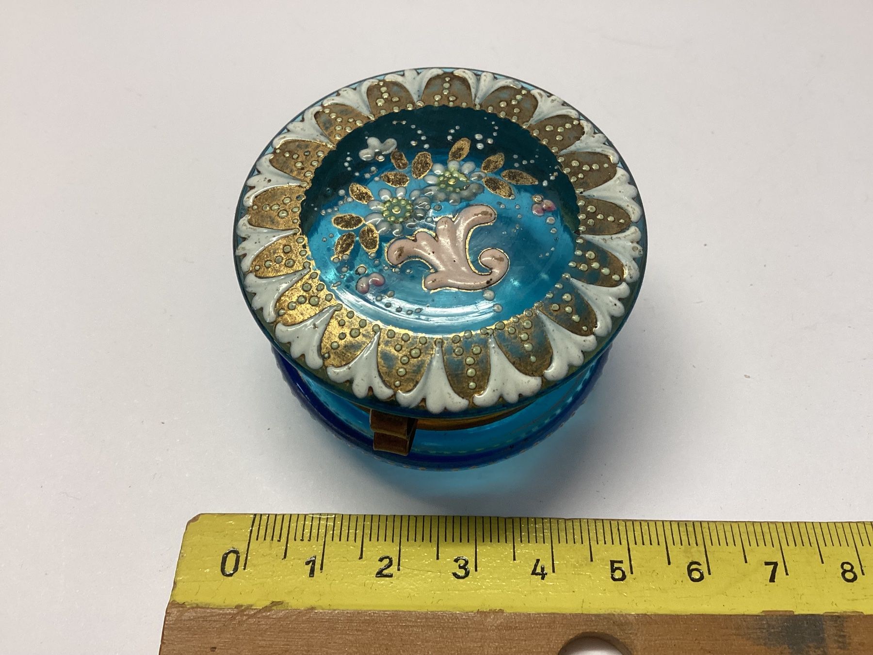 Gläser: Antike runde  böhmische Glas, Schmuckdose, Emaillemalerei – Gebraucht aus Eglisau von mar_5rn2 1