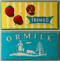 2 Kartonaufsteller Werbung Schokolade Frambo Ormilk Reklame