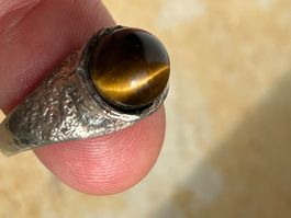 Vintage Silberring mit Tigerauge RETRO (58)