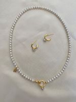 4mm Süsswasserperlen Ohrringe +Kette echte