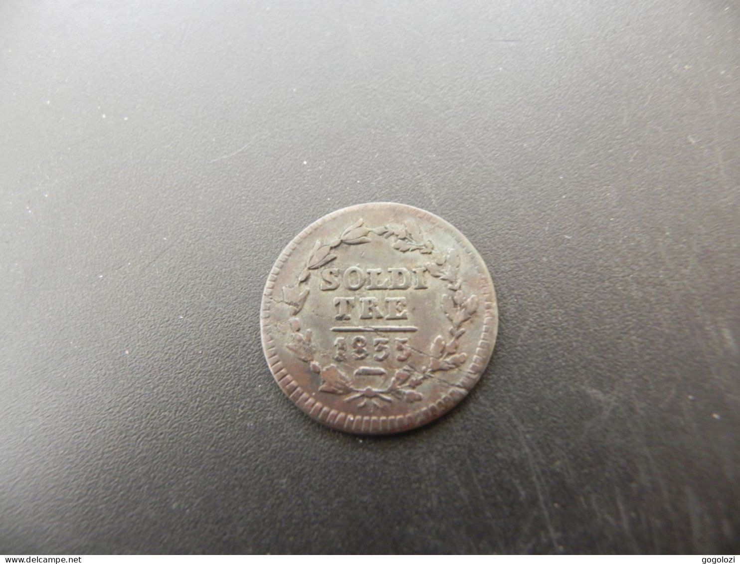 Alle Münzen: Tessin Ticino 3 Soldi 1835 – Gebraucht aus Biel/Bienne von Gogolozi