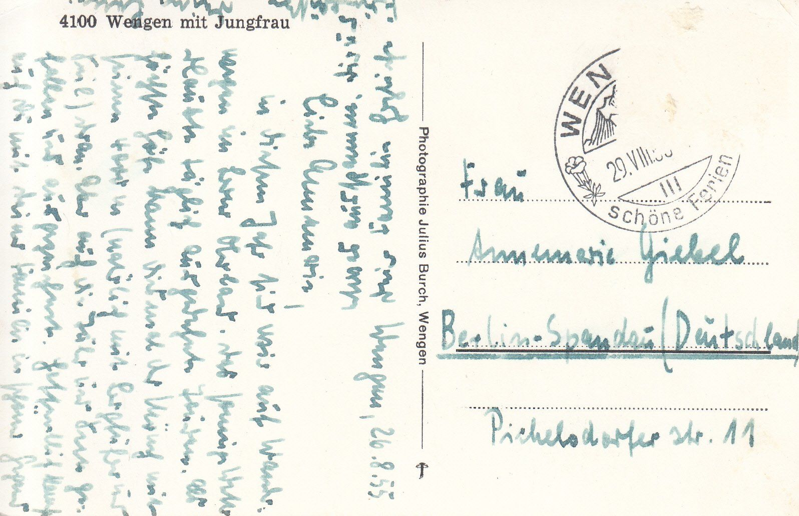 Cartoline postali: Wengen 1955 – Usato da Bürglen TG venduto da StampGraf 1