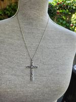 Antiker echt silberne Kette und Kreuzanhänger Jugendstil