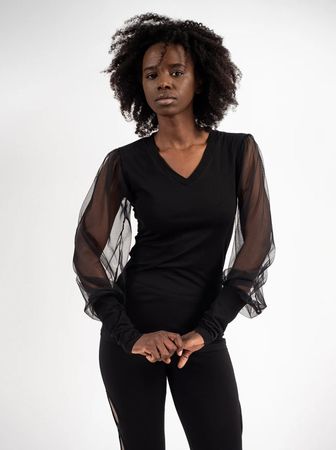 *SALE* Designer-Top mit Tüllärmeln - Handmade