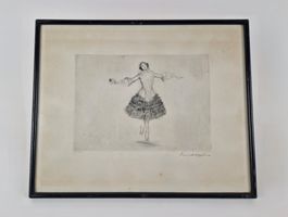Ernst Oppler / Anna Pavlova 1921 Original Radierung signiert