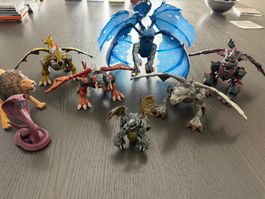 Lot 7 figurines dragons et créatures fantastiques — articulé