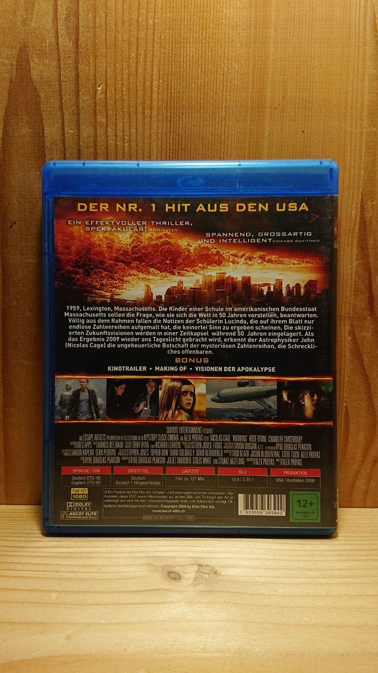 Tutti i DVDs: KNOWING Blu-Ray mit Nicolas Cage – Usato da Wilderswil venduto da Exebub 1