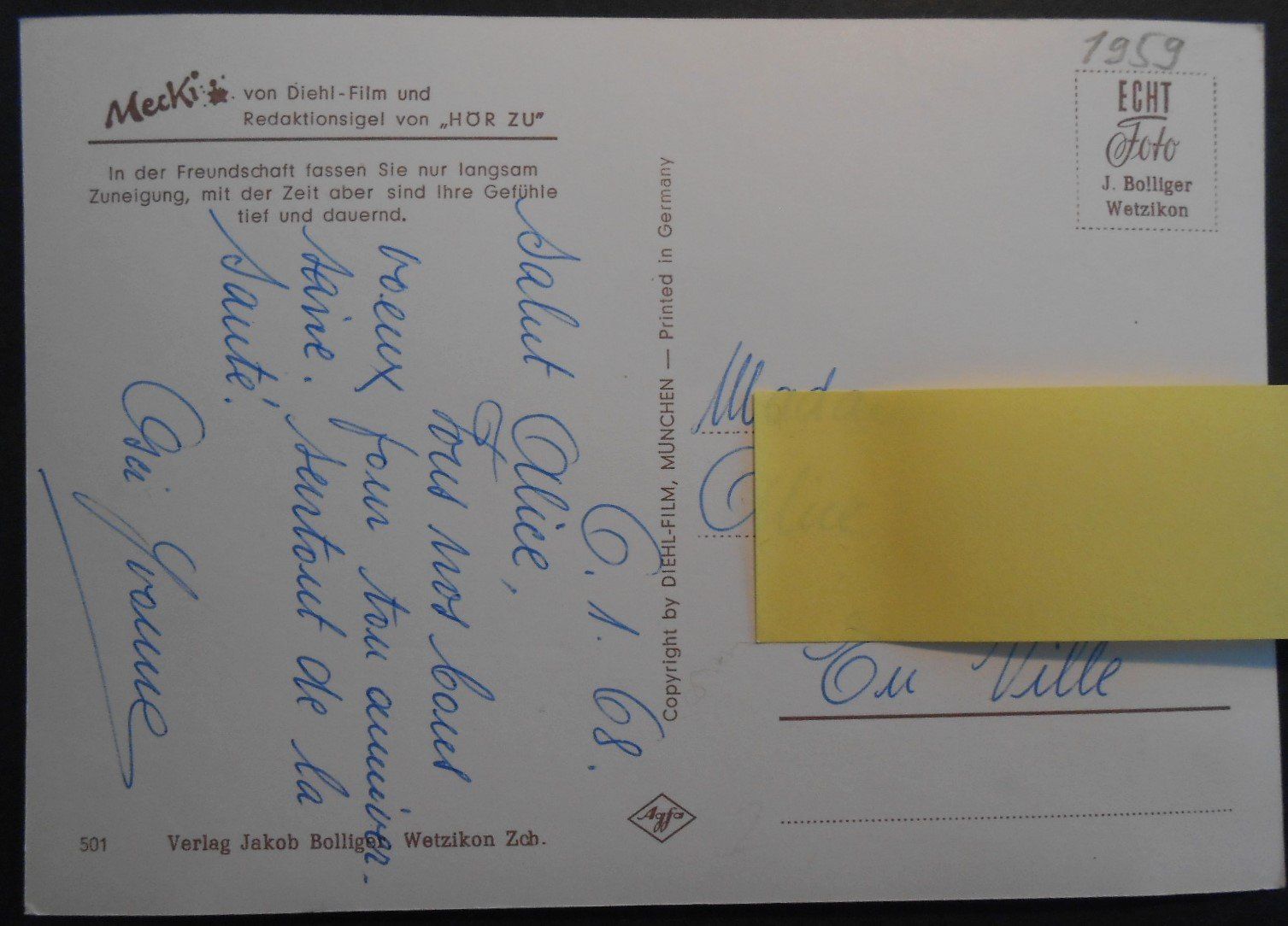 Cartoline postali: MECKI 501, Sternzeichen Steinbock – Usato da Bülach venduto da anska 2