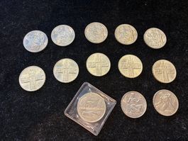13 x 5 Frs Argent commémoratives: 1936, -39, -44, -48 et -63