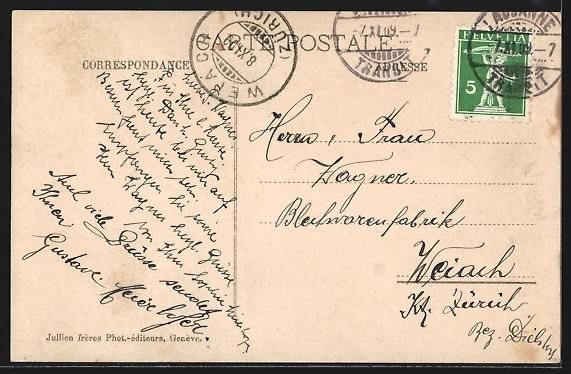 Cartoline postali: AK Ouchy, Lac Leman, 1909 – Usato da Berlin venduto da bartko-reher 1