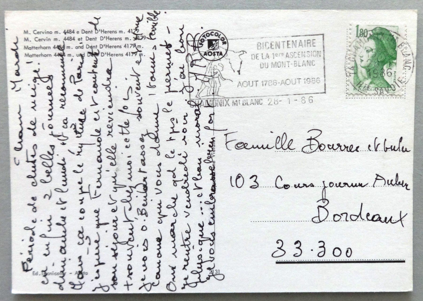 Cartoline postali: M. Cervino. 4484 e Dent d'Hérens m 4179 – Usato da Fétigny venduto da Billy2miny 1