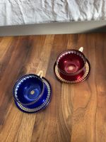 Set of 2 metallic cup and saucer