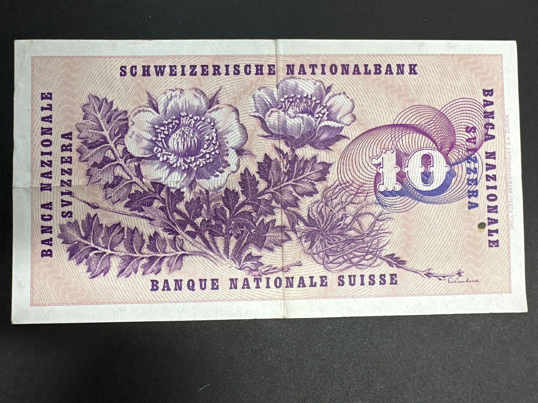 Banconote: 10 Fr.-Note Schweiz 1974 – Usato da Herisau venduto da herau 1