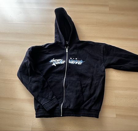 Schwarzer Stoffjacken-Hoodie, Grösse XS