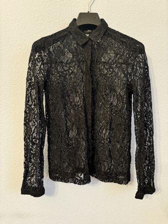 Zara Bluse aus Spitze Black Lace XS