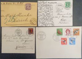 SCHWEIZ - SUISSE - SVIZZERA: 4 Briefstücke aus 1902–1955