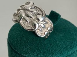 Bague en argent 925 vintage à motif floral. Taille 56