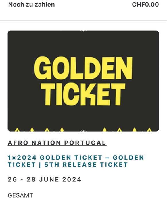 Afro Nation 2024 Golden Ticket Kaufen auf Ricardo