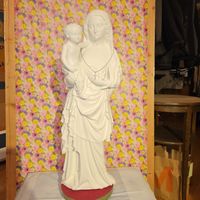 Sakrahl Madonna mit Kind Statue + Kette, Weiss, Top Zustand!