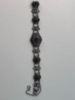 Armband Silber geschwärzt mit Granat und Perlen