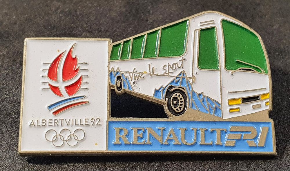Renault - Pin's émail grand feu - RENAULT. Renault Trafic. Jeux olympiques Albertville 92