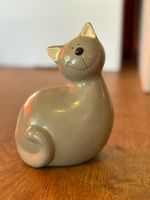 Keramik Katze Deko Figur grau