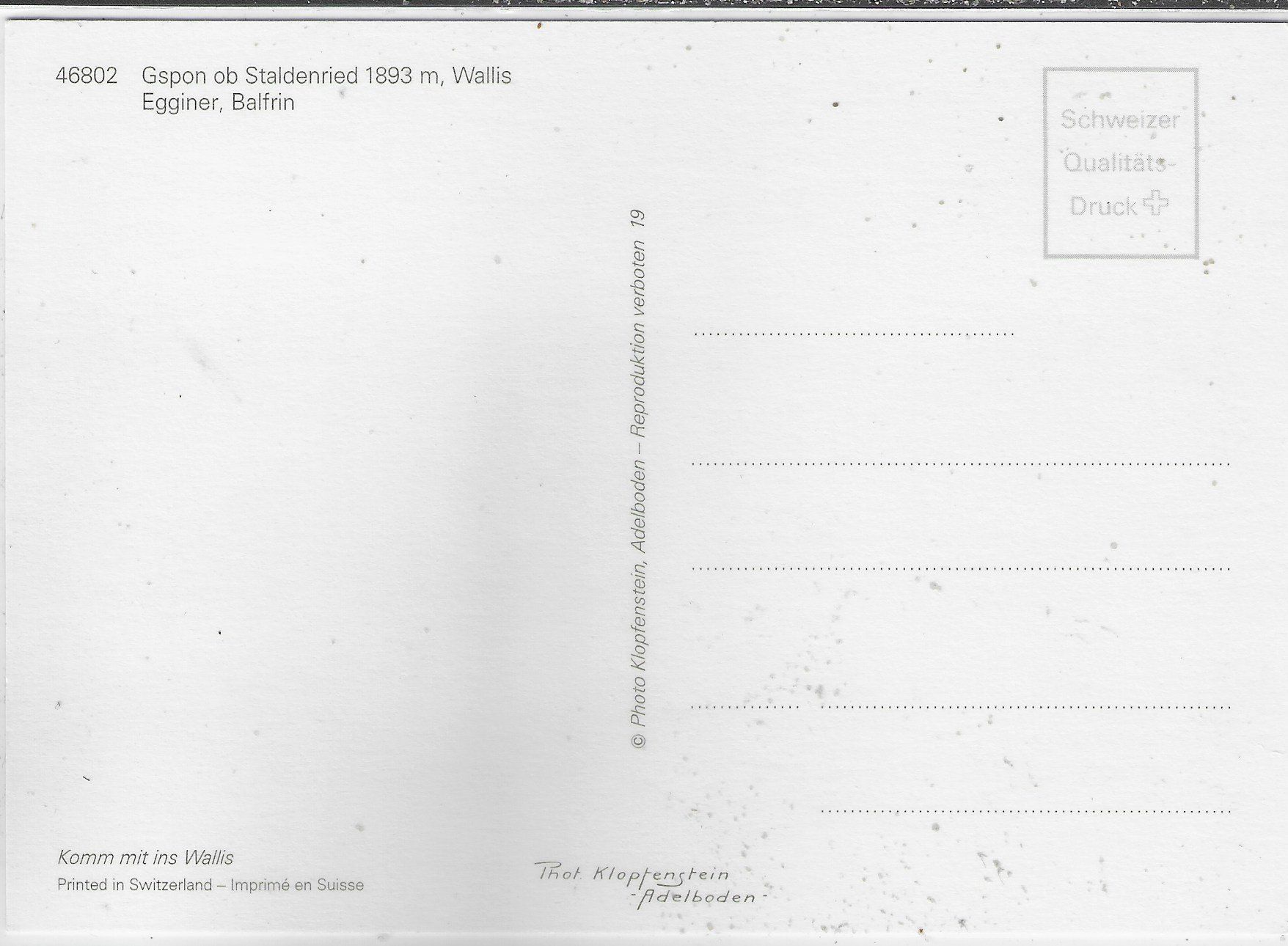 Cartes postales: Gspon ob Staldenried – D'occasion à Ettingen par Kartenplanet 1