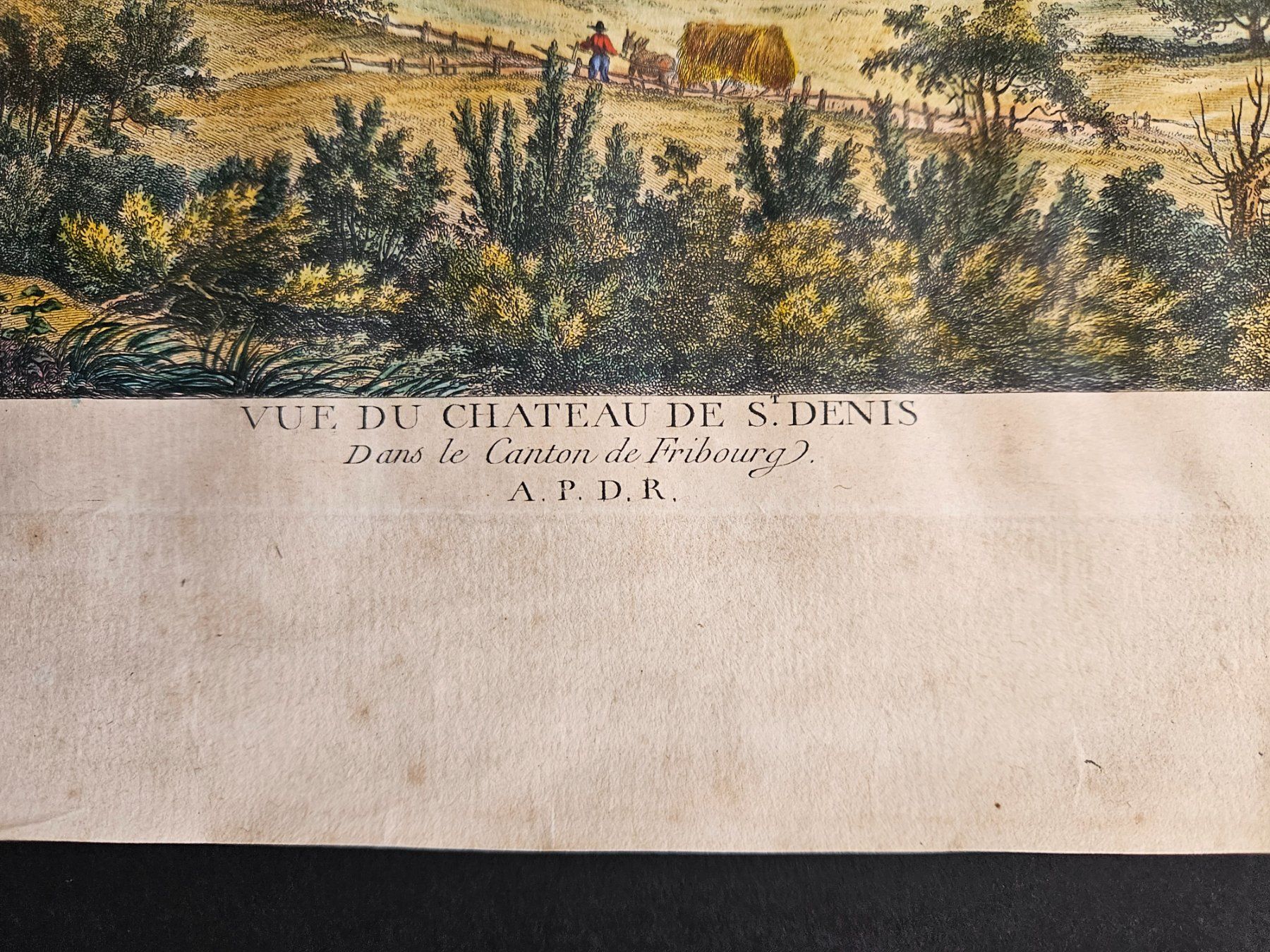 Stiche: Gravure 18ème du château de Saint-Denis EXCEPTIONNELLE – Gebraucht aus Les Brenets von SBO56 1