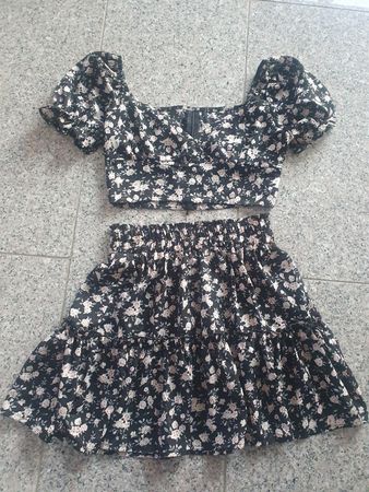 Sommer Set: Top + Mini Rock, Blumenmuster, Gr. 34