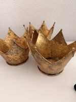 Goldene Kronen für Teelichter, 3 Stk, Deko