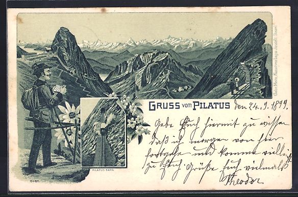 Ansichtskarten: Litho Pilatus, Bergpanorama mit Pilatus  – Gebraucht aus Berlin von bartko-reher